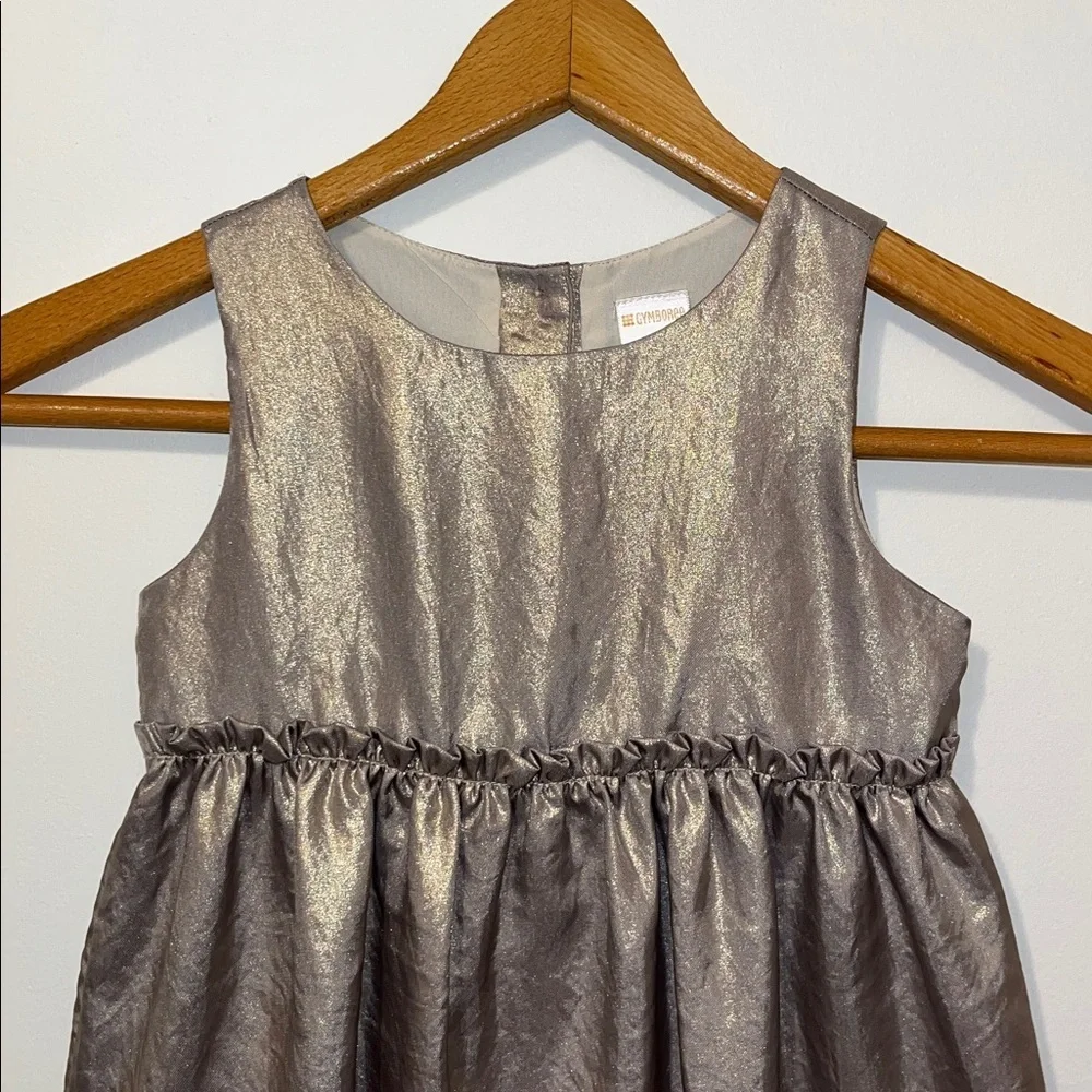 GYMBOREE Girls 4 Sleeveless Dress Holiday Gold Metallic Shimmer Shiny Lined